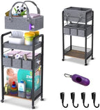 2IN1 Baby Diaper Caddy Organizer-3 Tier Rolling Storage Cart with Dividers - Bedside Diaper Caddy Cart for Baby Nursery Newborn Essentials-Mobile Utility Carts with Wheels for Changing Table by Unknown