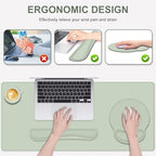 4 PCS Mouse Pad Desk Mat Protector, Keyboard Wrist Rest + Comfortable Mouse Pad with Wrist Rest +Coaster, Large Gaming Mousepad for Computer Laptop, 35.4"X 15.7" Deskpad for Office Home I Bean Green - Image 2