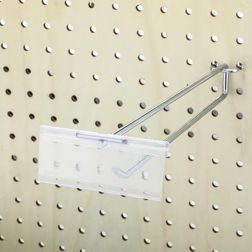 Thyle 100 Pcs Metal Scan Hook with Label Holder for 1/8 to 1/4 Pegboard, Peg Board Hooks with Price Tag, Pegboard Wall Accessories, Metal Hooks for Home Garage Retail Display Supplies (11 Inch) - Image 4