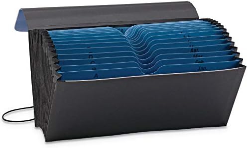 Smead Two-Way Handy Organizer File, 21 Pockets, Alphabetic (A-Z) and Monthly (Jan-Dec), Flap and Elastic Cord Closure, Blue/Black (70506) by SMEAD