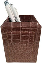 Dacasso Brown Crocodile Embossed Leather Pencil Cup - Image 2