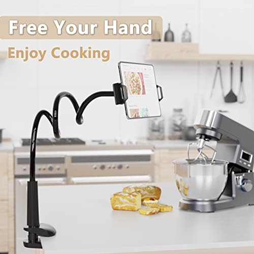 MAGIPEA Gooseneck Tablet Holder for Bed, Reinforced Flexible Arm Tablet Stand with 360° Rotation, Hands-Free Clamp Mount for 4.7–13" iPad, Kindle, Galaxy Tab, Switch - Image 3