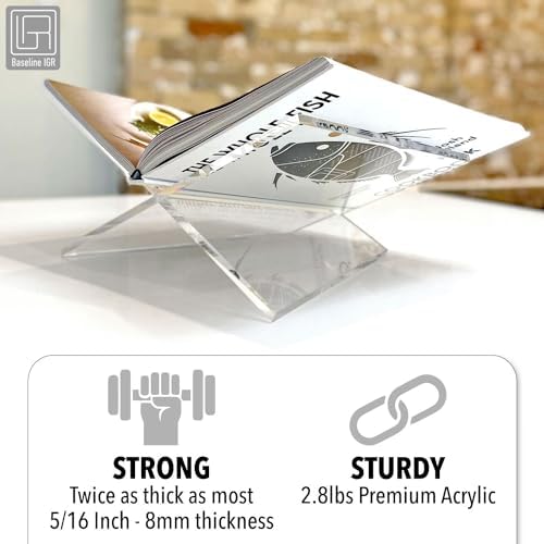 Medium Clear Acrylic Book Stand, 8.7” x 6.3” x 3.6”, Acrylic Book Holder, Open Bookstand for Display and Reading Cookbooks, Art Books, Bibles, Magazines - Home and Office - Image 4
