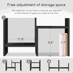 Jerry & Maggie Desktop Organizer Office Storage Rack Adjustable Wood Display Shelf Free Style Double H, Multi-Functional Mini Bookshelf for Desk Natural Stand (Black) - Image 5