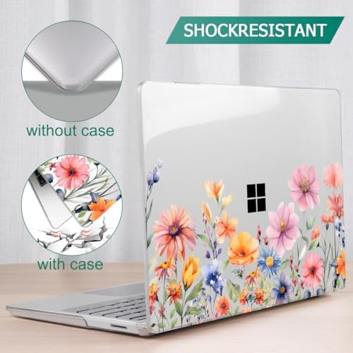 Mektron Case for 13.5" Microsoft Surface Laptop 5/4/3 with Metal Palm Rest Model 1951/1868, 2019/2021/2022 Release Plastic Hard Shell Cover with Screen Protector + Keyboard Cover, Floral P165 - Image 6