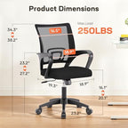BestOffice Ergonomic Office Chair | Mid-Back Swivel Desk Chair | Dark Black - Image 7