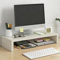 Solid Wood Monitor Stand Riser & Laptop Stand Desk Organizer - Office Accessories for PC Workspace, Computer Organization, Countertop Hutch Beige 19.7x7.9x3in by Unknown