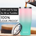 Universal Iced Coffee Sleeve - Upgraded Double Wall Reusable Stainless Steel Holder Sleeves Insulator for Cold Drinks Fits Starbucks Dunkin Donuts McDonalds Small Medium Large Cup (Pink Green) - Image 3