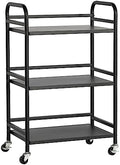 DCLRN 3 Tier Rolling Cart,Storage Organizer Cart,Multifunctional Storage Shelves,Rolling Metal Organization Cart with Handle and Lockable Wheels,for Home,Office,Kitchen,Bathroom(Black) by DCLRN