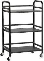 DCLRN 3 Tier Rolling Cart,Storage Organizer Cart,Multifunctional Storage Shelves,Rolling Metal Organization Cart with Handle and Lockable Wheels,for Home,Office,Kitchen,Bathroom(Black) by DCLRN