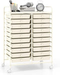 Giantex 20 Drawers Rolling Cart, Mobile Storage Drawer Cart, Classroom Organizer for Office School Supplies Tools Scrapbook Paper Craft Small Printer, Utility Stand on Wheels, Ivory White by Giantex