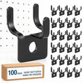 Tandefio 100 Pcs Pegboard Hooks, Picture Hangers for 1/8 & 1/4 in, Black by Tandefio