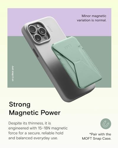 MOFT Magnetic Wallet Stand Compatible with iPhone 17/16/15/14/13/12 Series, Angle Adjustment & Magsafe Compatible MOVAS Phone Stand,Seafoam - Image 4