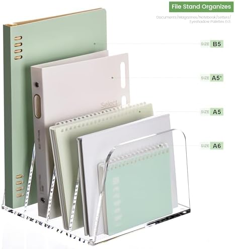 YUXUN Desk File Organizer,4-Section Clear Acrylic Desk Organizer,Vertical File Sorter Holder Organization for Office School & Classroom - Image 4