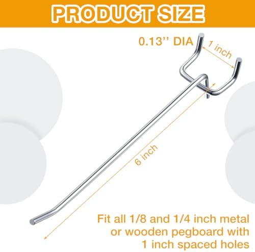 Funrous 100 Pack Hooks for Pegboard Stainless Steel Garage, 6 Inch - Image 2