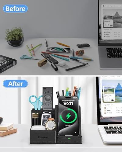 Wireless Charger with Desk Organizer, 3 Compartments and 1 Phone Stand - Image 5