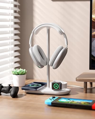 HiWe Headphone Stand, 2-in-1 MagSafe Wireless Charger for iPhone/iWatch - Image 6