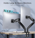 HUANUO 13 to 40 Inch Dual Monitor Arm for 2 Ultrawide Screens, Height Adjustable Full Motion Stand with 2 USB Port, VESA 75/100mm Mount, Holds up to 26.4lbs per Arm, Black - Image 3
