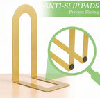 Sanwarm Bookends, 12 Pack, Metal, for Home Office Desk Shelves Gold Modern - Image 3