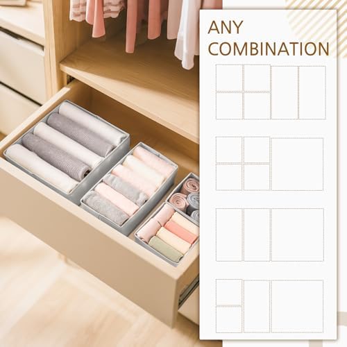 Criusia 26 Pack Drawer Organizer for Clothes, Foldable Dresser Dividers with 3 Sizes, Fabric Storage Bins – Gray - Image 4