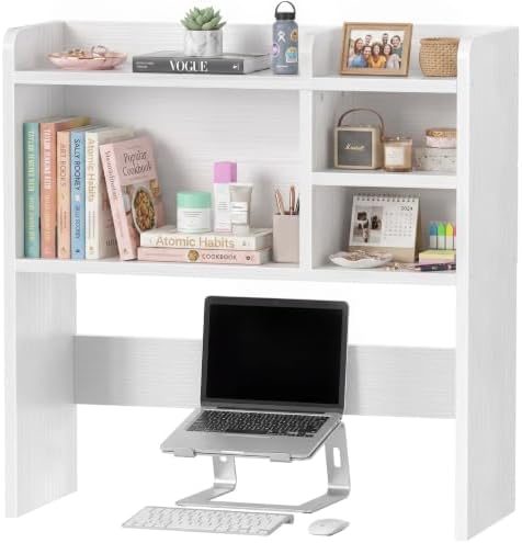 30 Inch Wide Small White Desk Hutch Dorm Top Only 5 Shelves Organizer for College by Unknown