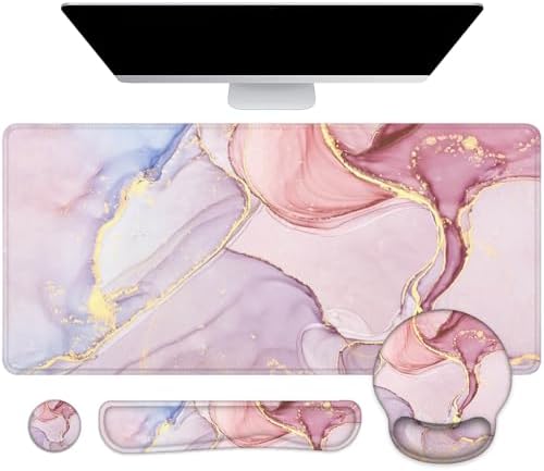 Large Desk Mat, Mouse Pad with Wrist Support, Keyboard Wrist Rest Set by Lateefah
