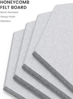 Fluxynara 8-Pack Hexagon Felt Bulletin Board Tiles, Soft Gray-1 - Image 3