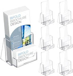 Wenqik Acrylic Brochure Holder with Business Card 4.1 Inch Rack Card Holder Pamphlet Display Stand Organizer for Menu Flyer Magazine Office Booklets(6 Pcs) by Wenqik