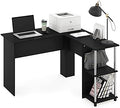 Furinno Abbott L-Shape Computer Desk with Stainless Steel Tubes Bookshelf, Americano/Chrome by Furinno-FitsYourSpaceFitsYourBudget