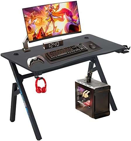 BestOffice | 47" Gaming Table | Blue | R-Shaped Computer Desk by BestOffice
