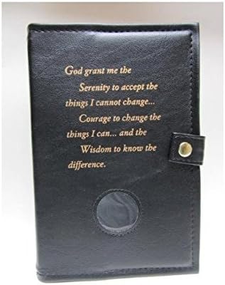 Deluxe Double Alcoholics Anonymous AA Big Book & 12 Steps & 12 Traditions Book Cover Medallion Holder Black by Culver