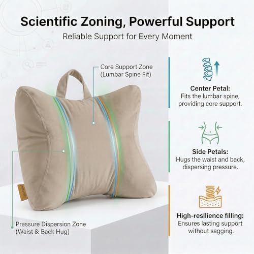 Back Support Cushion for Office Chair and Car Seat, Warm Beige - Image 3