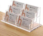 HeZone Business Cards Holder Display for Desk, Clear Acrylic Multiple 3 Tier 6 Slot Business Card Stand, Holds 300 Cards-1 Pack (6 Slots-H) by HeZone