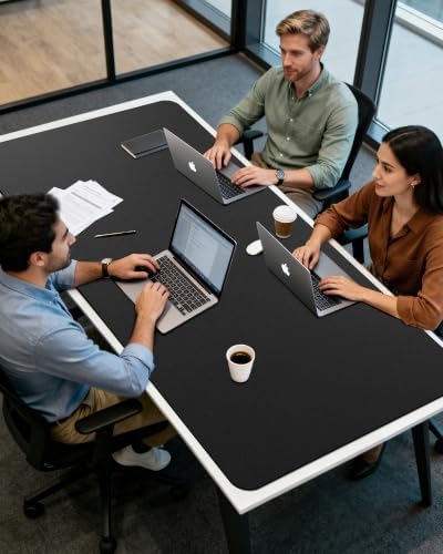 YSAGi 55" x 24" Large PU Leather Desk Mat for Keyboard and Mouse - Waterproof Non-Slip Desk Pad Protector for Office, Home, Writing Desk, Black - Image 3