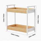 KLM Countertop Coffee Station Organizer, 2 Tier Wooden Shelf for Coffee Bar Accessories, Condiment Storage Caddy for Kitchen, Bathroom Counter Organizer, Home, Office - Natural - Image 3