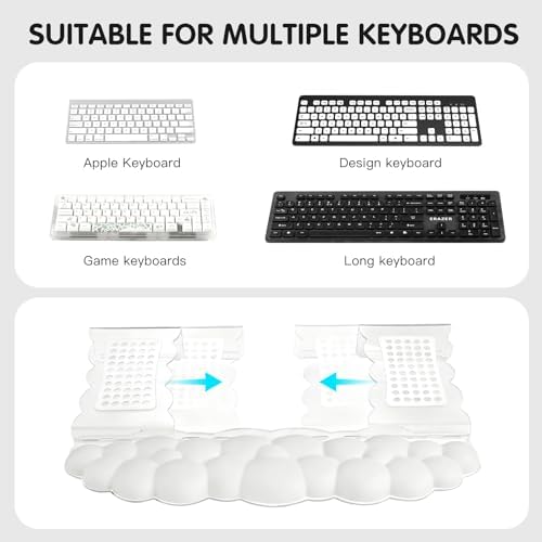 White Acrylic Keyboard Stand with Wrist Rest，Detachable/Adjustable Width - Image 2
