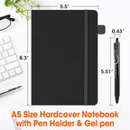 10 Pack Lined Journal Notebook with Pen, A5 Hardcover Leather Journal 5.5"*8.3", Black 136 Pages College Ruled Notebooks and Pen Set for Office School Business Supplies - Image 2