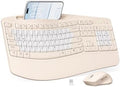 Wireless Keyboard and Mouse Combo, Ergonomic Wave Keys(Milk Tea-B) by Unknown