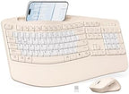 Wireless Keyboard and Mouse Combo, Ergonomic Wave Keys(Milk Tea-B) by Unknown