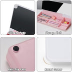 SELEAD Desktop Glass Whiteboard with Storage & Built-in Mirror, Pink - Image 6
