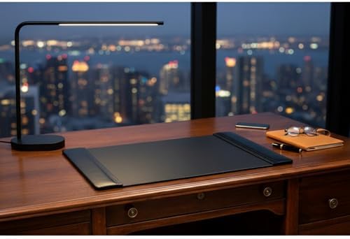 Dacasso Black Leather 25.5" x 17.25" Side Rails Desk Pad - Image 2
