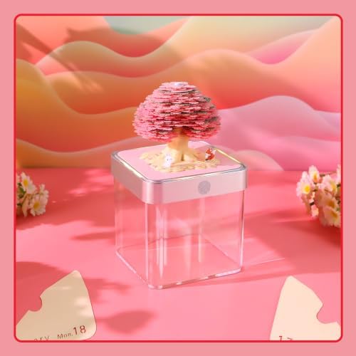3D Calendar 2027,3D Time Piece Calendar 2027 With LED Lights,3D Art Calendar Memo Pad 2027,Pink Tree Desktop Decoration,Tear-Away 3D Paper Art Notepad,Christmas Gift,New Year Gift (Romantic Tree House (Pink)) - Image 6
