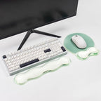Green Wave Gel Wrist Rest for Keyboard and Mouse - Ergonomic Mouse Pad by Sumgsn