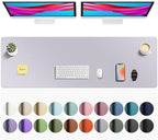 Aothia Faux Leather Desk Mat - Non-Slip PU Leather Desk Blotter, Waterproof Writing Surface, Large Desk Pad for Office & Home (Smoky Lavender, 55" x 17") by AothiaSimpleNaturalUnique