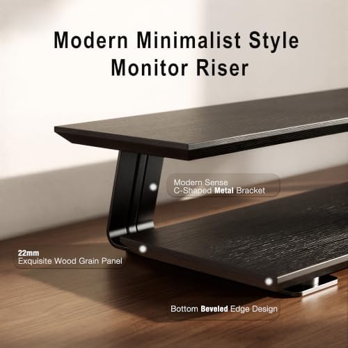 Dual Monitor Stand Riser for Large Office Desk Organization, Black - Image 5