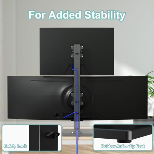 Suptek Dual Monitor Stand Vertical Stack Free-Standing Riser - Image 5