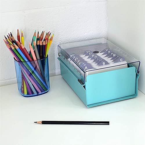Acrimet 3 x 5 Card File Holder Organizer Box Metal Base Heavy Duty (AZ Index Cards and Divider Included) (Green Color with Clear Crystal Plastic Lid Cover) - Image 3