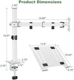 UPGRAVITY White Laptop Desk Mount with Vented Tray for Notebook up to 17 inch, Fully Adjustable Single Laptop Arm Stand Holds up to 17.6 lbs, Clamp on/Grommet Mounting - Image 3