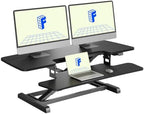 FLEXISPOT 42" Electric Standing Desk Converter, Motorized Sit to Stand Desk Riser, Height Adjustable Desktop Dual Monitor Workstation with Large Keyboard Tray, Black by Unknown
