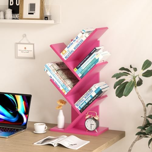 SHEEPAM Small Tree Book Shelf,5 Tier Bookshelf, Wood Desktop Bookcase - Image 2